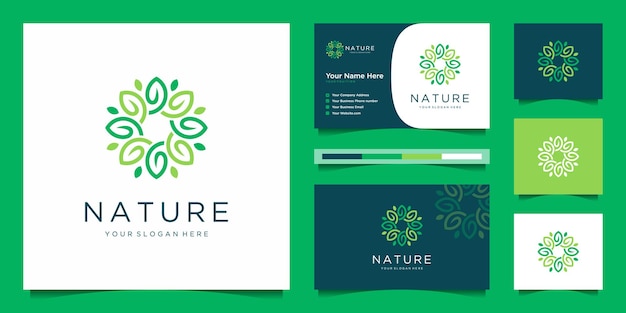 Elegante fiore logo design linea arte