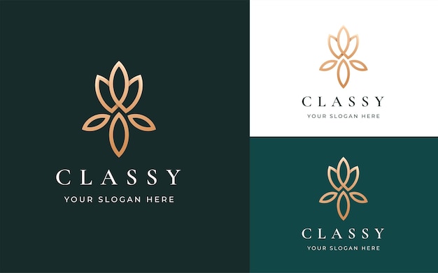 Elegante fiore di lusso salone di bellezza boutique logo di classe illustrazione vettoriale