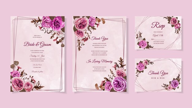 Elegante fiore matrimonio invito set decorazione floreale carta di matrimonio