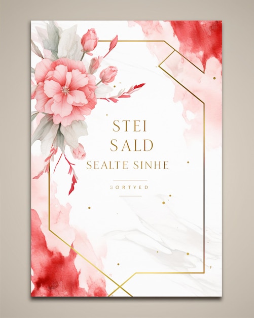 Elegant Flower Wedding Invitation with Marble