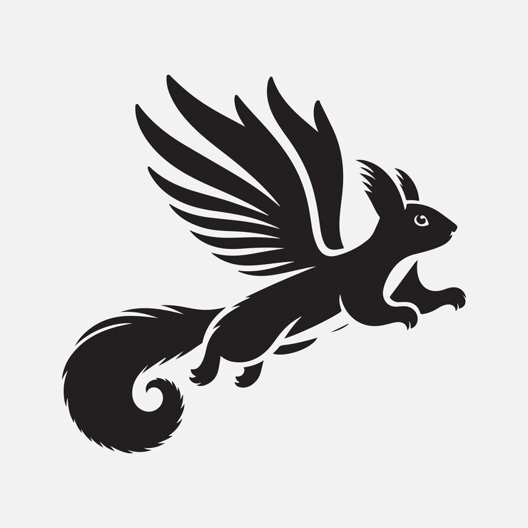 Vector elegant flying squirrel silhouette logo for nature enthusiasts