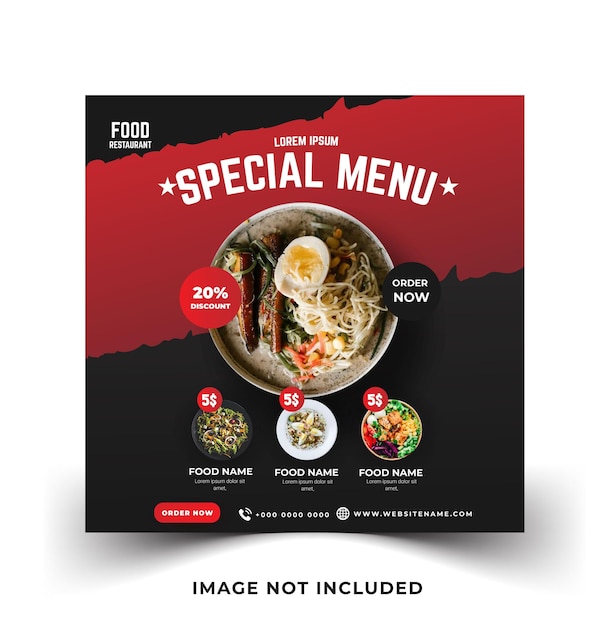 Elegant food restaurant social media banner with red color. vector eps template