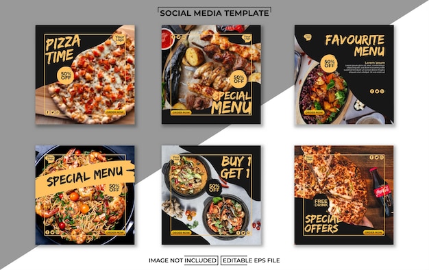 elegant food social media template collections