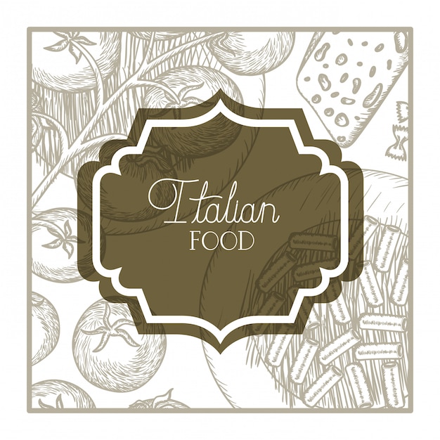 Vector elegant frame victorian met italiaans voedsel