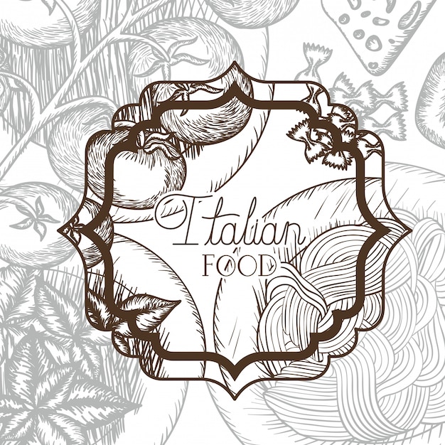 Vector elegant frame victorian with italian food