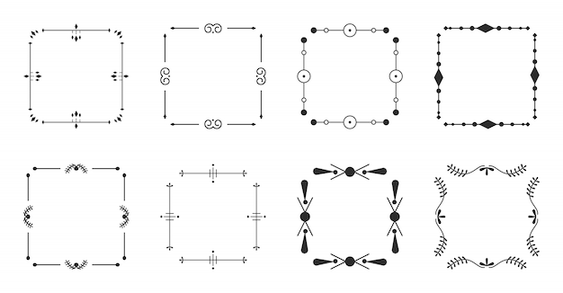 우아한 프레임 빈티지 장식 테두리 텍스트 벡터 세트