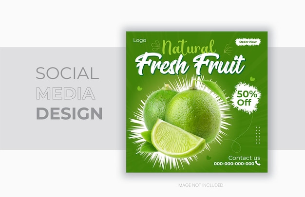 Vettore elegante banner del menu di bevande di frutta fresca per il ristorante di promozione del modello di design dei social media