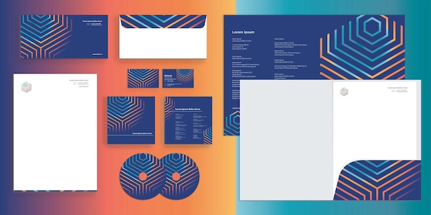 Vector elegant futuristic lines abstract connected modern corporate business identity stationery