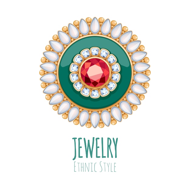 Vector elegant gemstones  jewelry decoration. ethnic floral vignette. good for fashion jewelry store  logo.