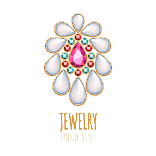 Elegant gemstones  jewelry decoration. ethnic vignette. good for fashion jewelry store  logo.