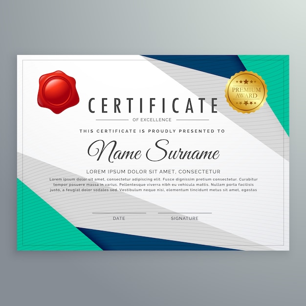 Elegant geometric certificate design template