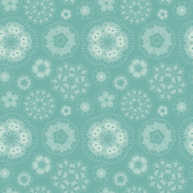 Elegant geometric floral seamless pattern over blue background