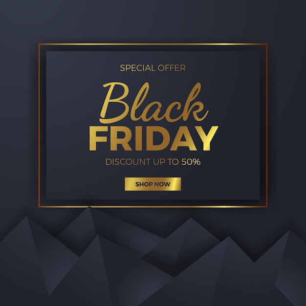 Elegant geometric triangle shape for black friday square sale offer banner template