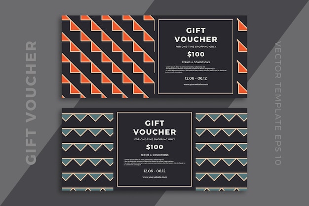 elegant gift card templates with geometric pattern on dark background modern discount coupon