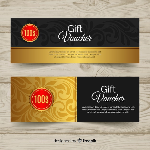 Vector elegant gift voucher template with golden style