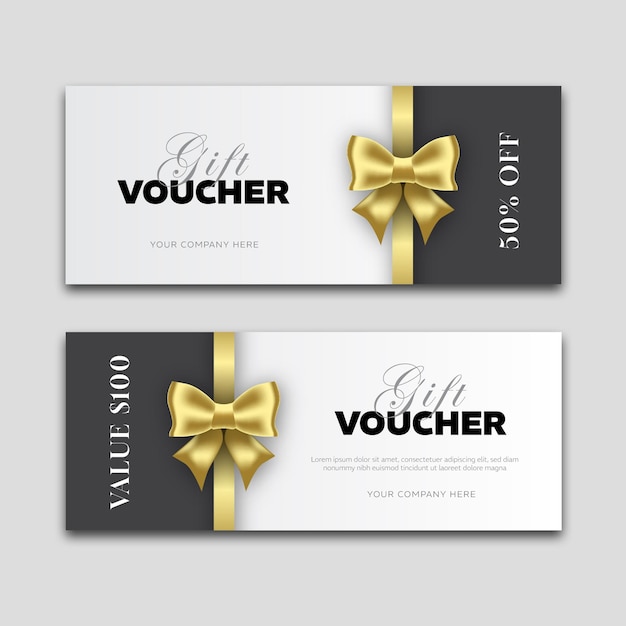 elegant gift voucher with gold bow design template