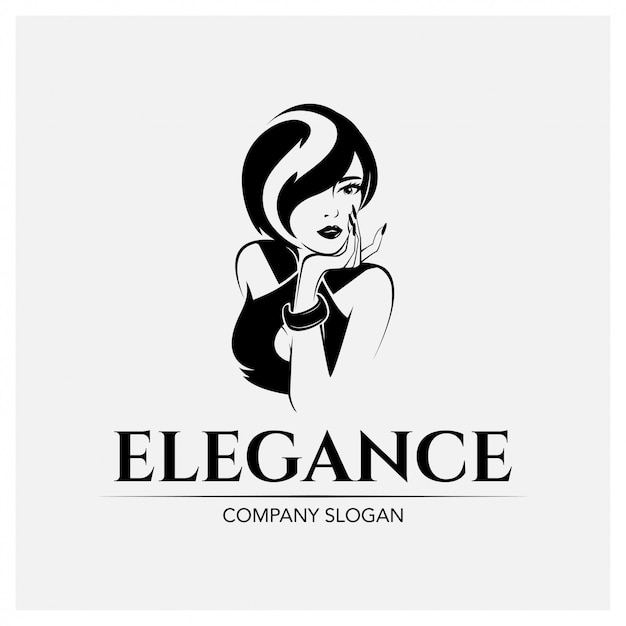 Modello di logo ragazza elegante