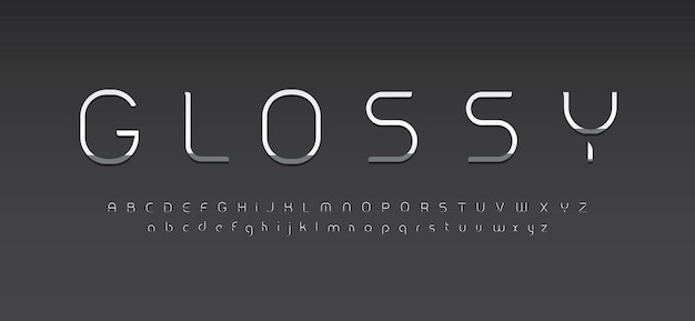 Elegant glossy alphabet thin line metallic font futurism grey type for modern futuristic logo