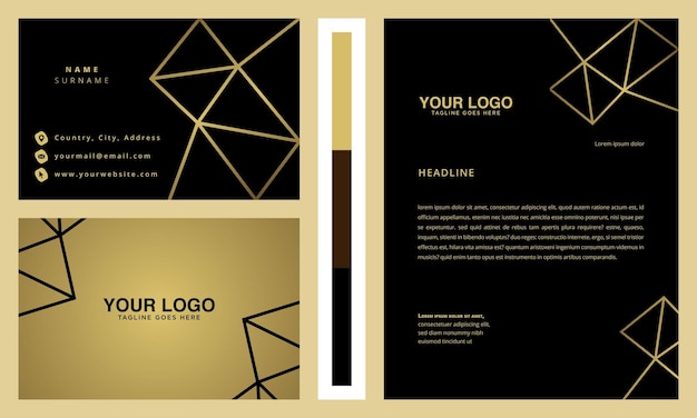 Elegant gold business card and letterhead design