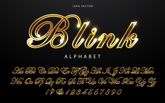 エレガントなゴールド色の大文字のアルファベットのフォント
