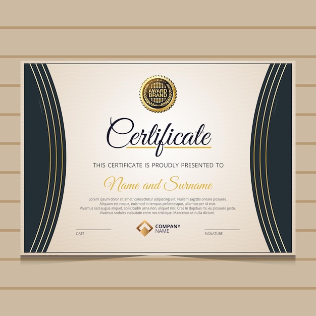 Elegante modello di certificato di diploma d'oro