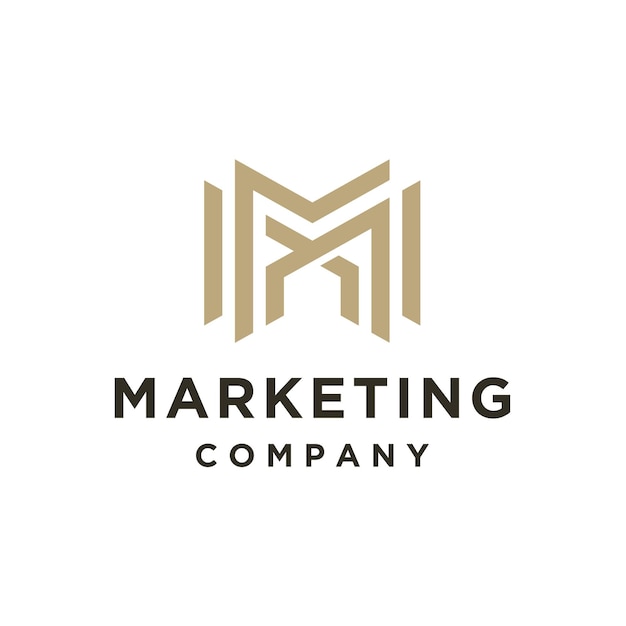 Elegant Gold Letter M Logo. Creative Logotype design for luxury company branding.