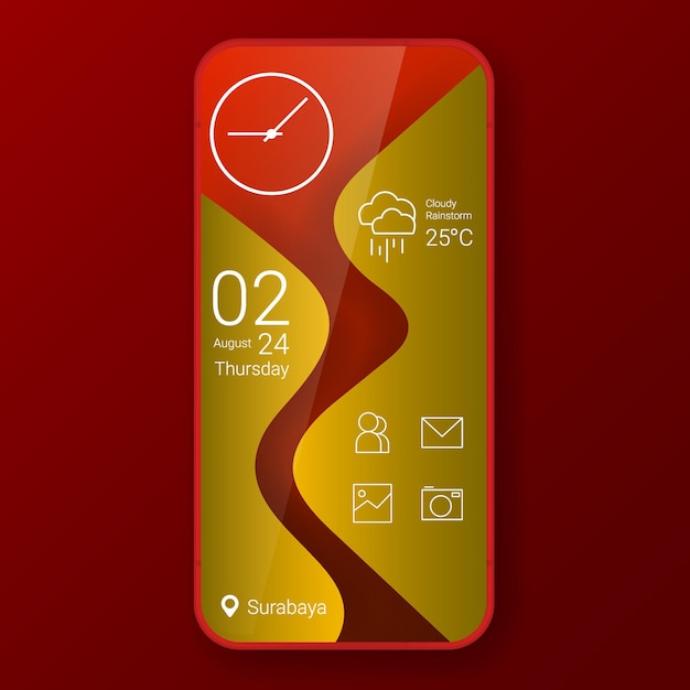 Vector elegant gold red home screen user interface widget style