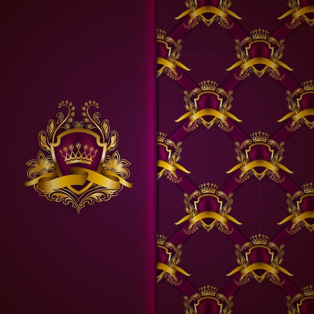 Vector elegant gold shield with gold crown