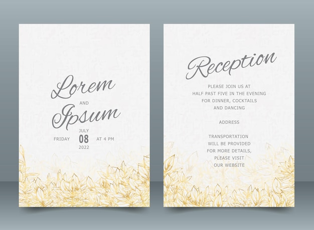 Vector elegant gold wedding invitation