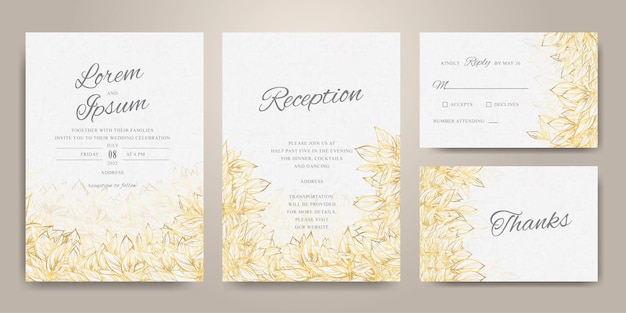 Vector elegant gold and white wedding invitation