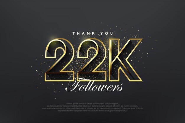 Elegant golden 22k followers Luxurious simple design for celebration