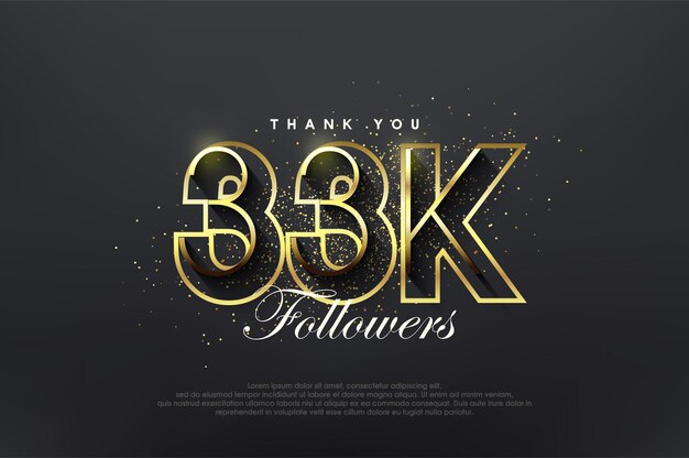 Elegant golden 33k followers Luxurious simple design for celebration