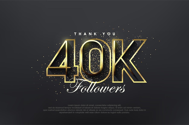 Elegant golden 40k followers Luxurious simple design for celebration