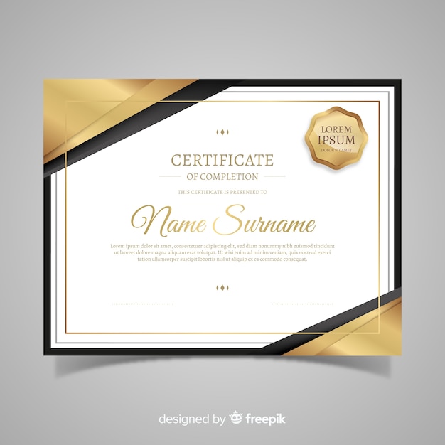 Elegant golden certificate template