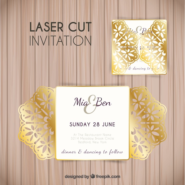 Vector elegant golden floral invitation