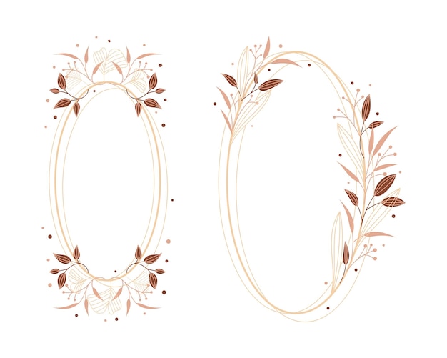 Vector elegant golden frames with floral design vector illustration