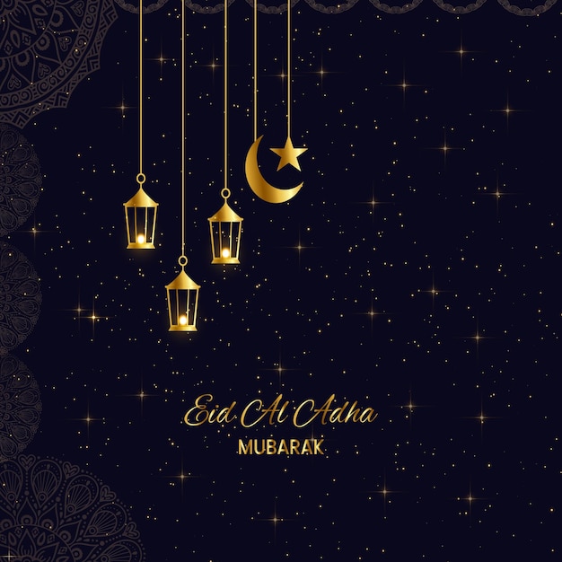 Elegant golden greeting with hanging lamps stylish with shiny moon design 08