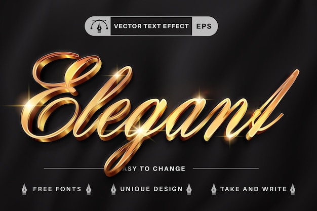 Vector elegant golden luxury lord 3d editable text effect