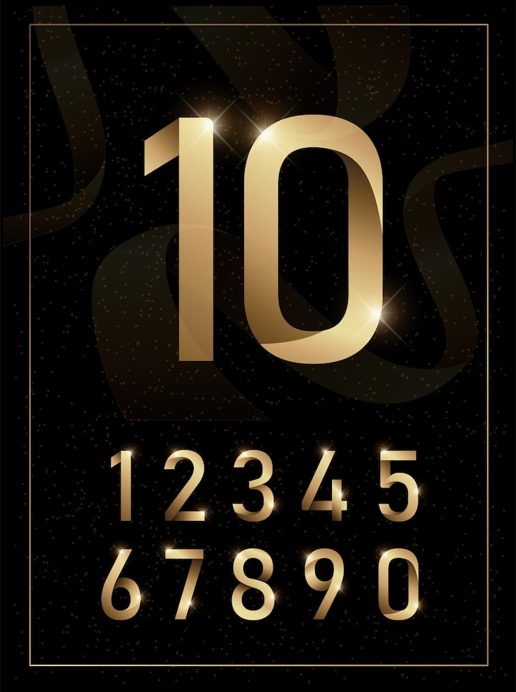Vector elegant golden metal numbers. 