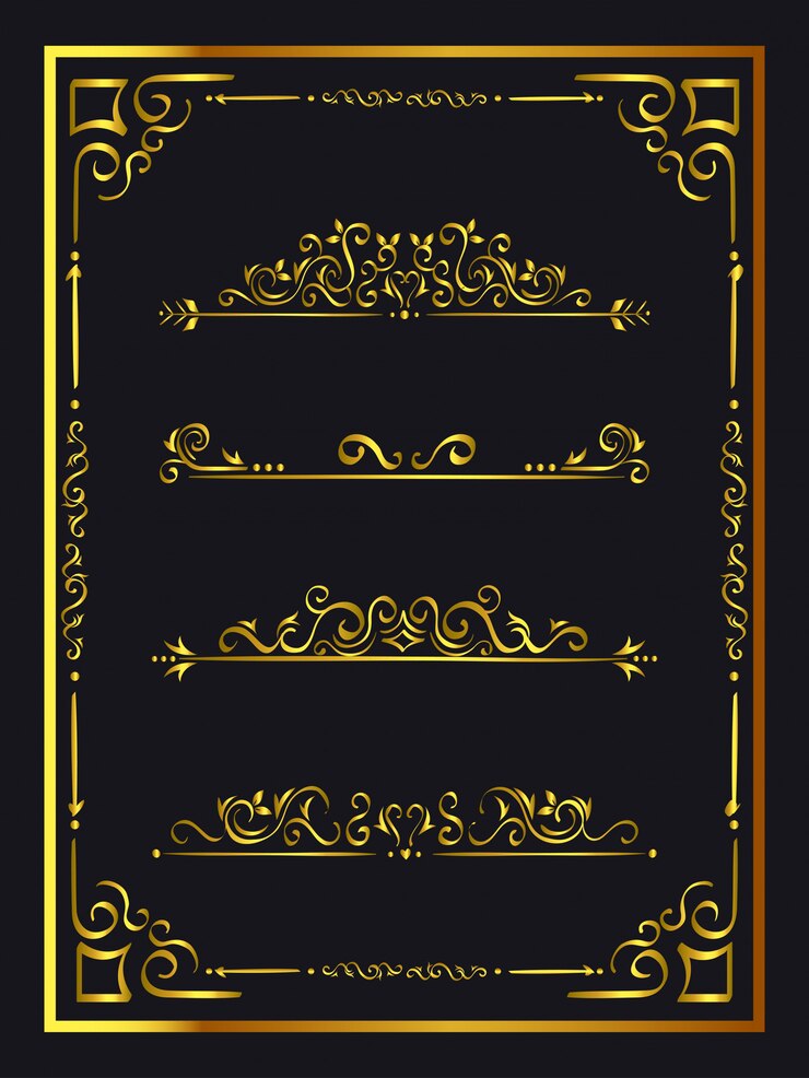 Vector elegant golden ornamental frame icons