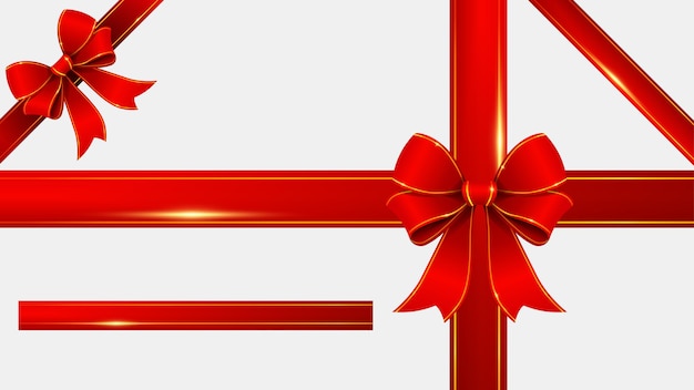elegant golden and red ribbon and bow isolated on white free vector