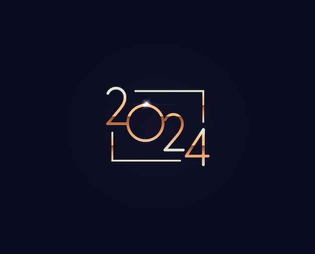 Elegant goud 2024 cijfers logo-ontwerp voor luxe feesten premium donkere verfijning met lichtgevende details ideaal voor uitnodigingen, kaarten en meer vectorillustratie