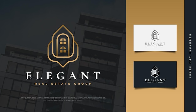 Vector elegant goud onroerend goed logo-ontwerp