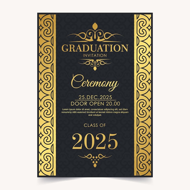 Vector elegant graduation invitation template with ornament