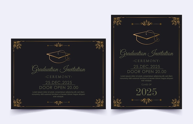 Vector elegant graduation invitation template with ornament