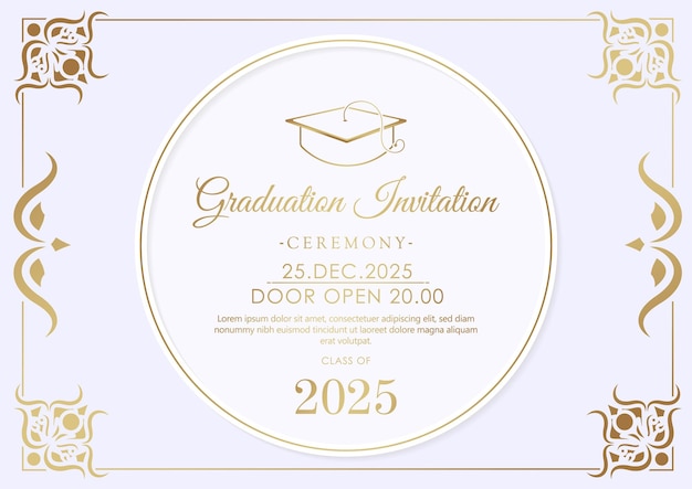 Vector elegant graduation invitation template with ornament