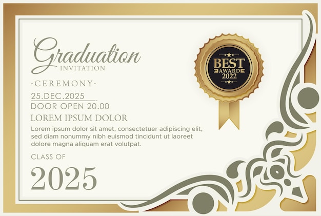 Vector elegant graduation invitation template with ornament