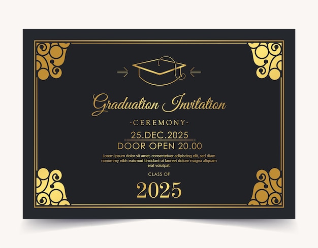 Vector elegant graduation invitation template with ornament