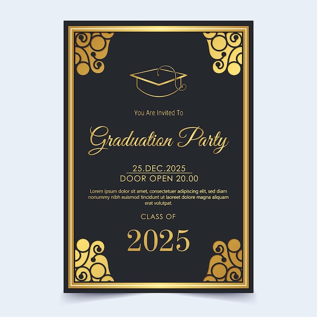 Vector elegant graduation invitation template with ornament