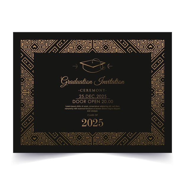 Elegant graduation invitation template with ornament